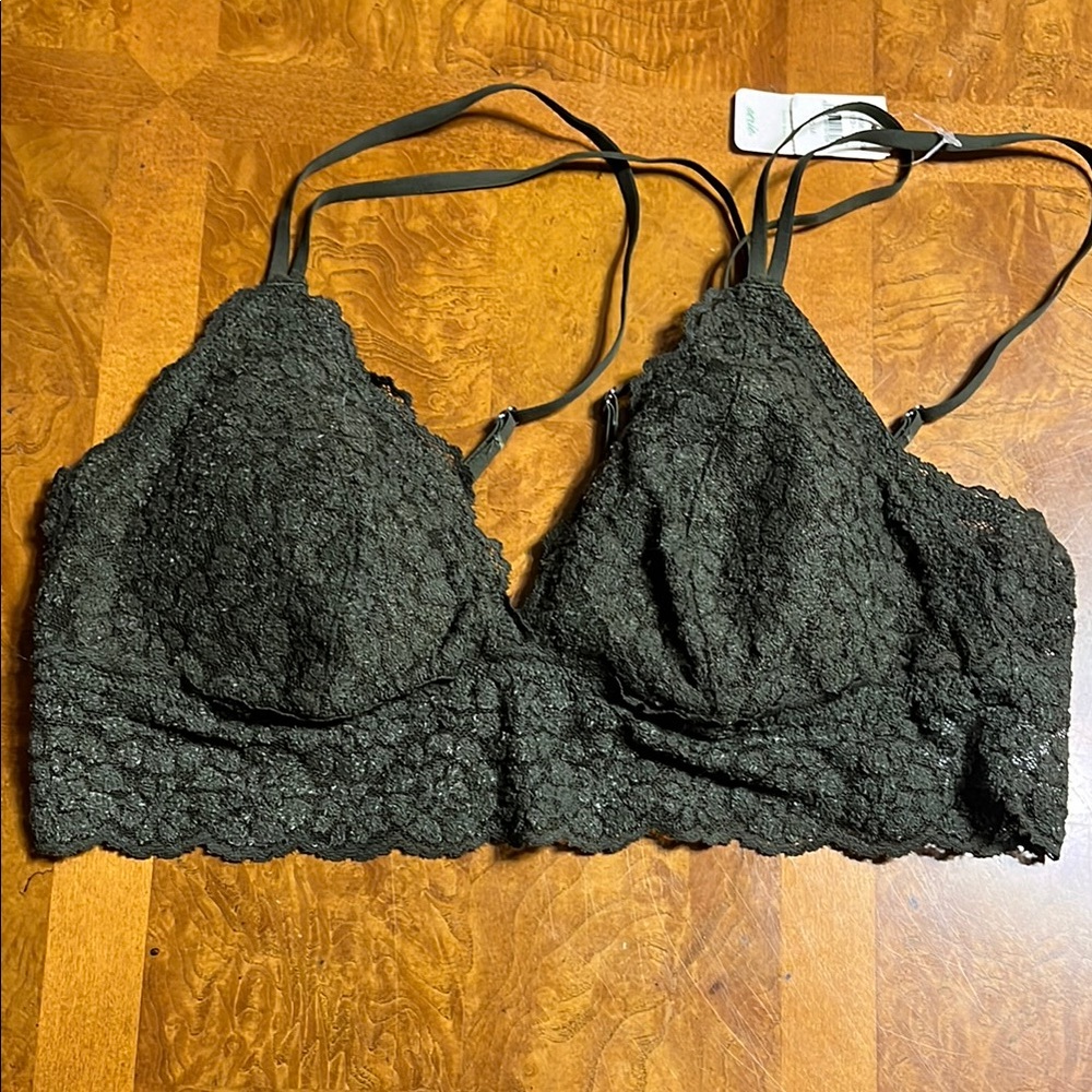 Aerie Lace Bralette in Dark Green